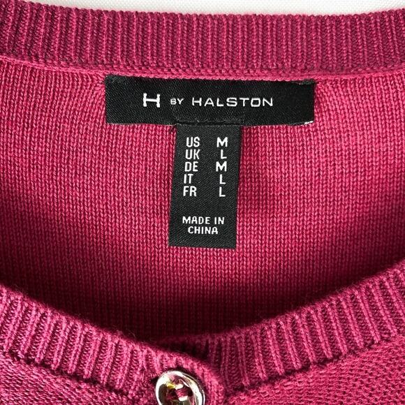 H by Halston Ombre Cardigan Sweater Women M Mulberry Red Ribbed Career Preppy - Picture 4 of 7
